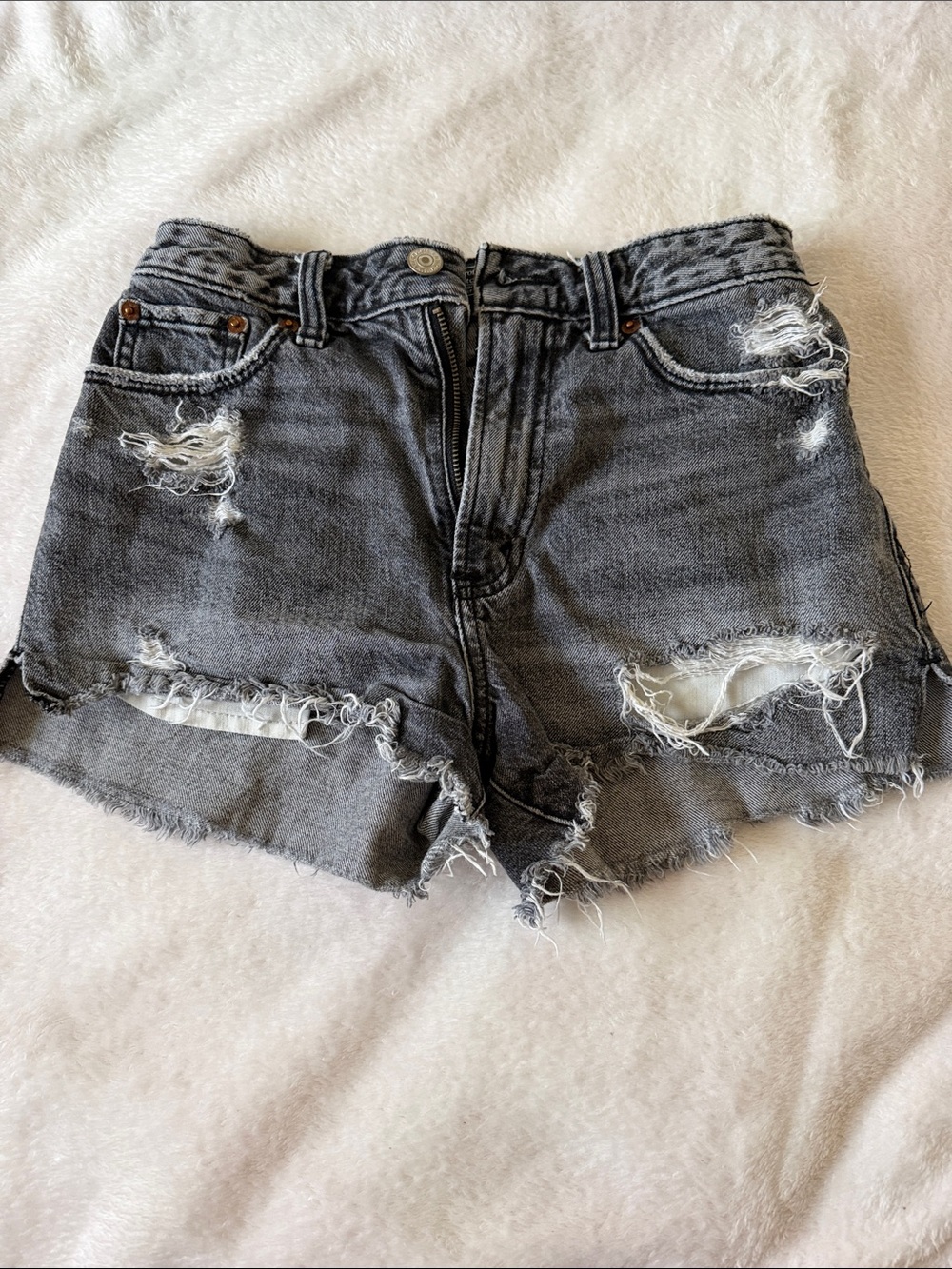 Abercrombie & Fitch Distressed Gray Denim Cutoff Shorts